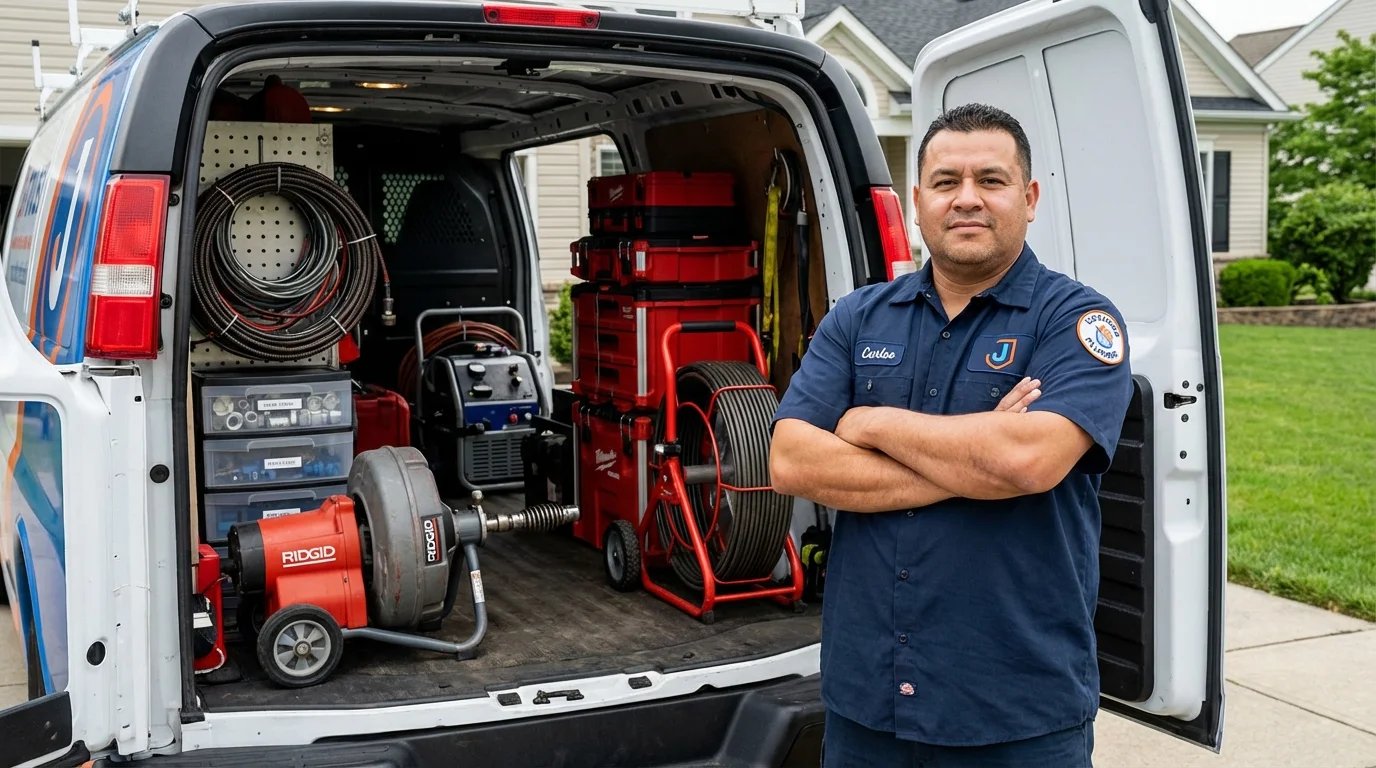 Professional drain cleaning equipment and Johns Plumbing LLC plumber in West Union